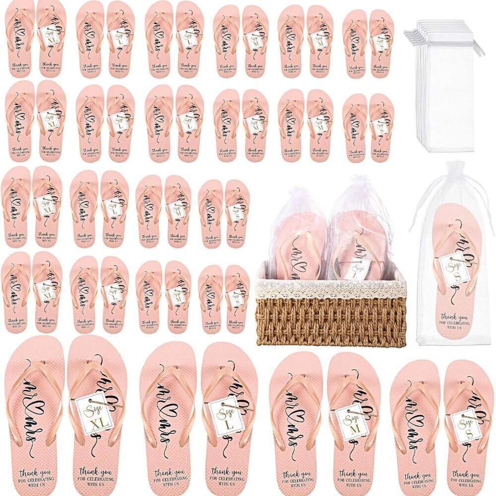 Wedding Flip Flops Bulk Set 24 Pairs Women Comfort Water Resistant Sandals